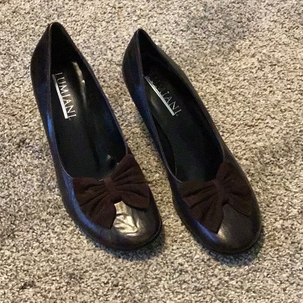 New Lumiani Women's Brown leather heels with Bow